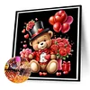 Diamond Painting-DIY Full Round Drill Love Rose Bear