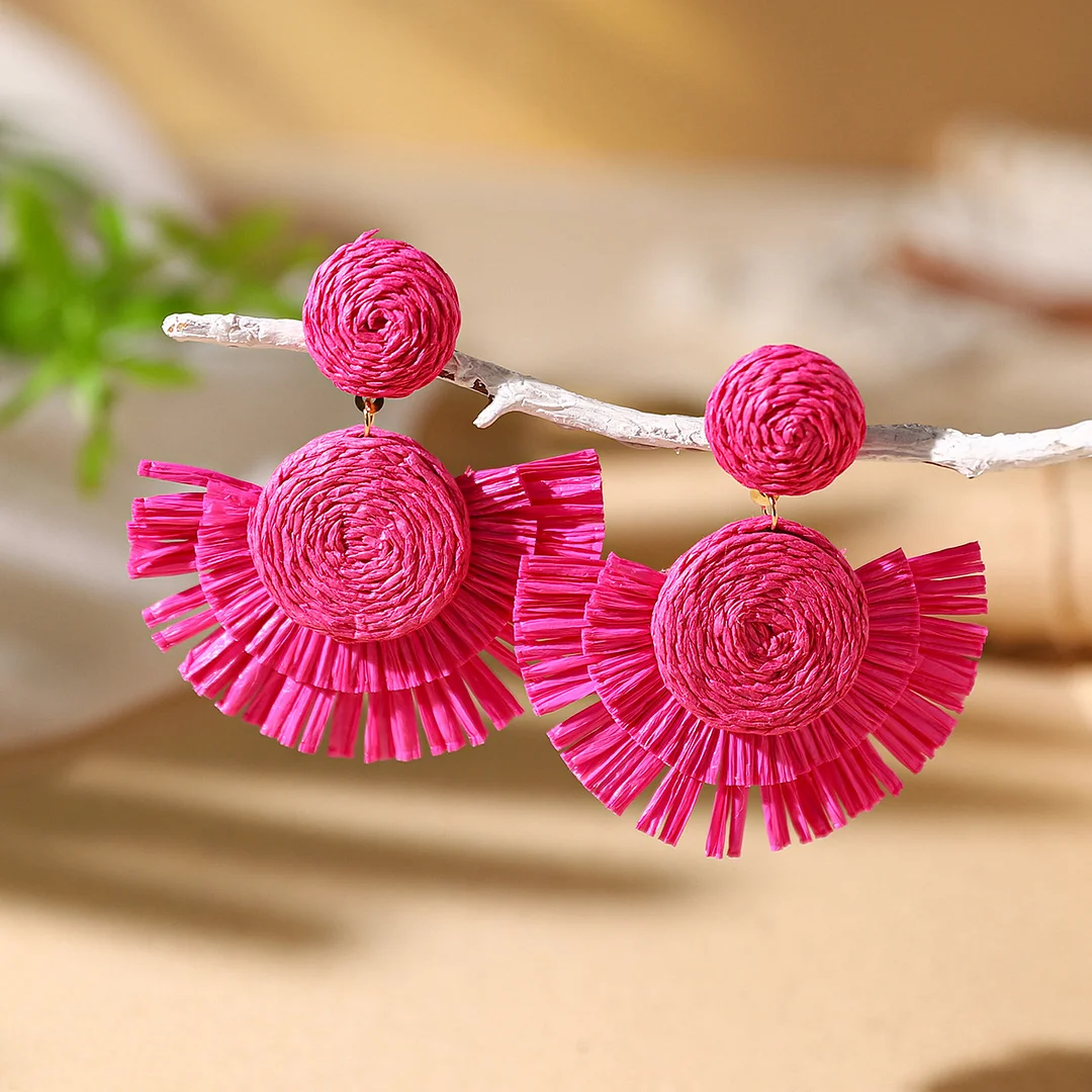 Women's Holiday Bohemian Style Raffia Hand-woven Earrings