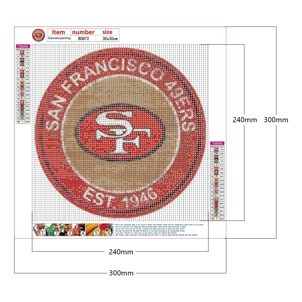 Diamond Painting - Full Round Drill - San Francisco 49ers Football Team(30*30cm)