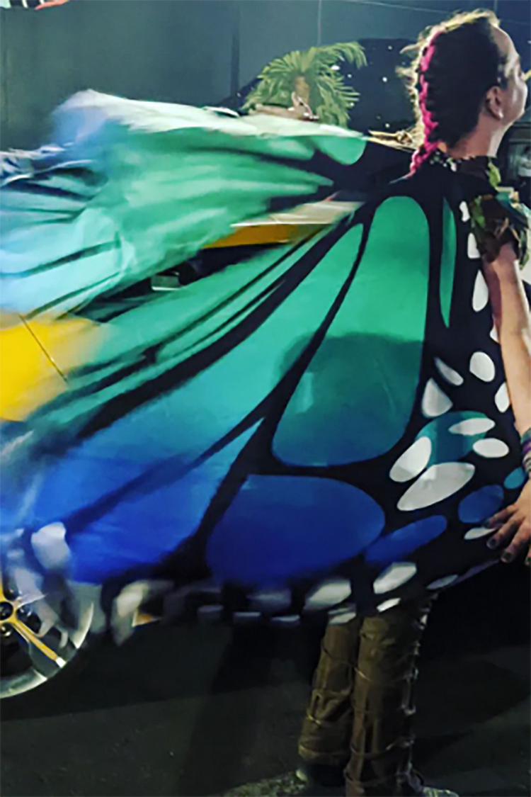 Gradient Blue Butterfly Cloak Print Festival Wings