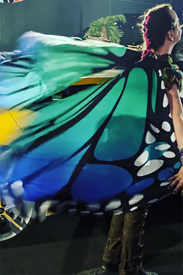 Gradient Blue Butterfly Cloak Print Wings