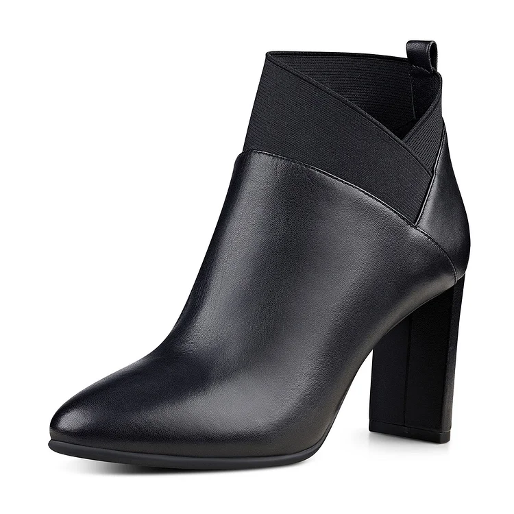 Black Chunky Heel Dressy Women's Ankle Boots US Size 3-15 |FSJ Shoes