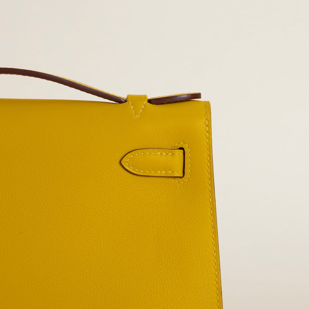 Kelly pochette Swift 9D Jaune amber PHW