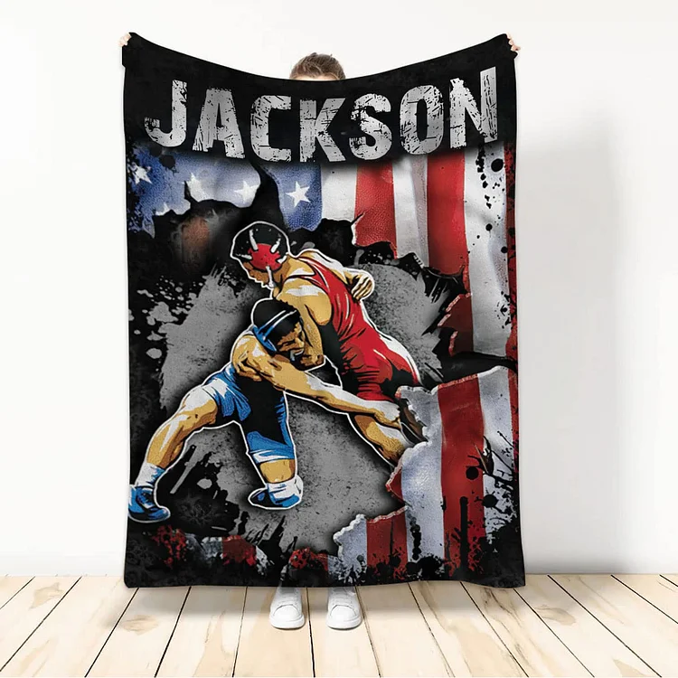 Personalized Wrestling Blanket  WB11[personalized name blankets][custom name blankets]