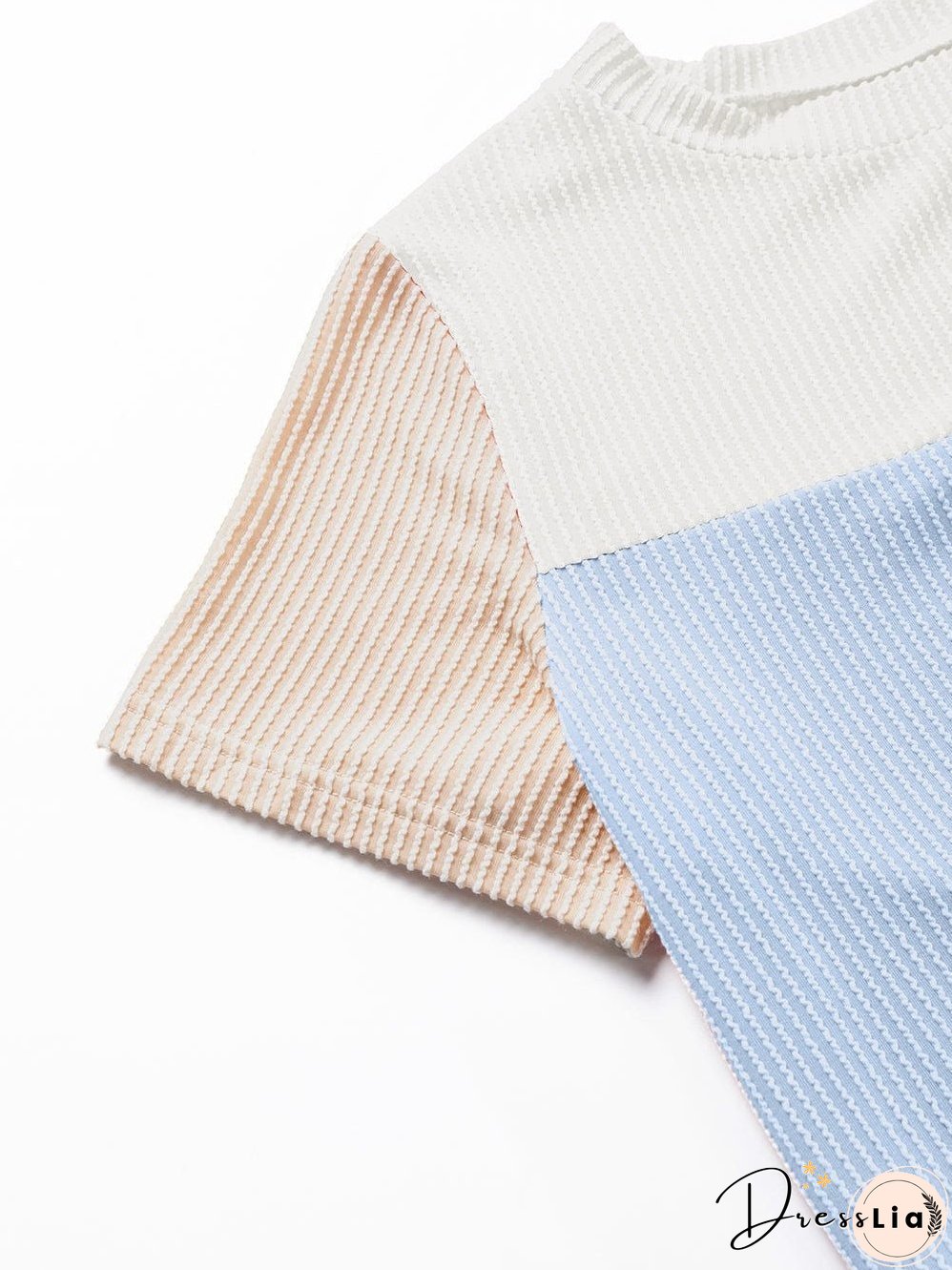 Versatile Colorblock Ribbed Knit Tee