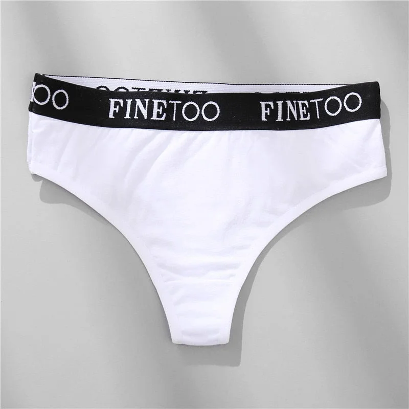 FINETOO M-XL G-string Cotton Panties For Women Letter Waist Underwear Female Underpants Comfortable Thongs Women Lingerie