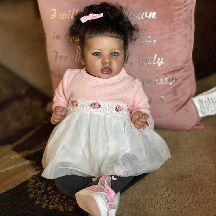 [New Series!]20'' African-American Heartwarming Realistic Silicone Reborn Baby Toddler Doll Girl
