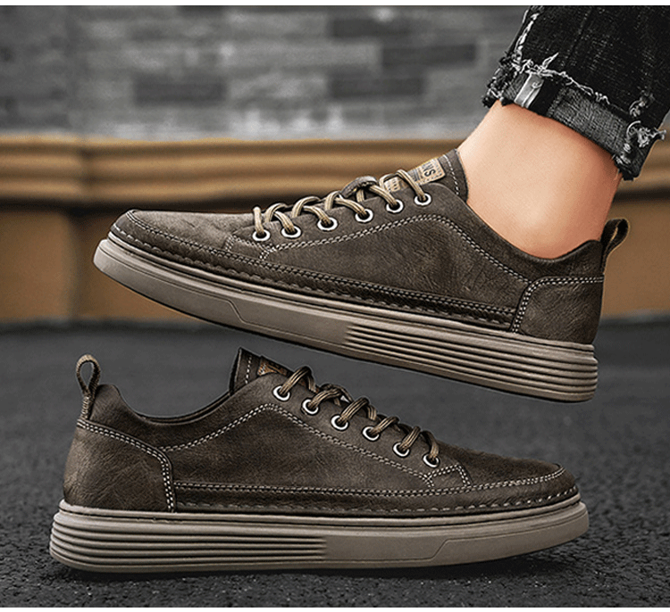 2022 autumn and winter new black texture daily small leather shoes men ...