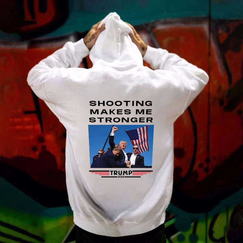 TRUMP 2024 "SHOOTING MAKES ME STRONGER" Graphic Print Hoodie