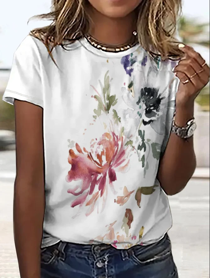 Watercolor Flowers Women's Casual T-shirt