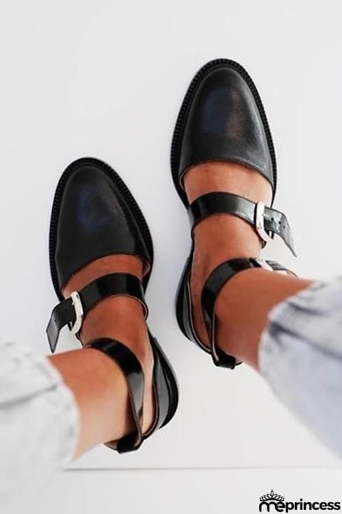 Buckle Color Block Sandals Flats