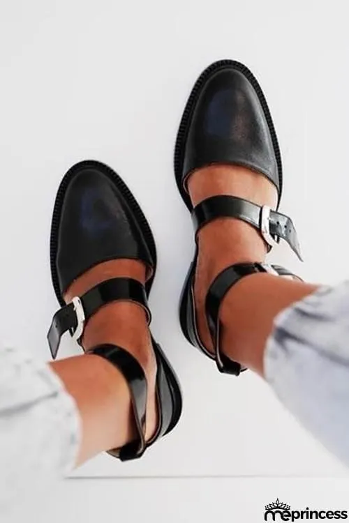Buckle Color Block Sandals Flats
