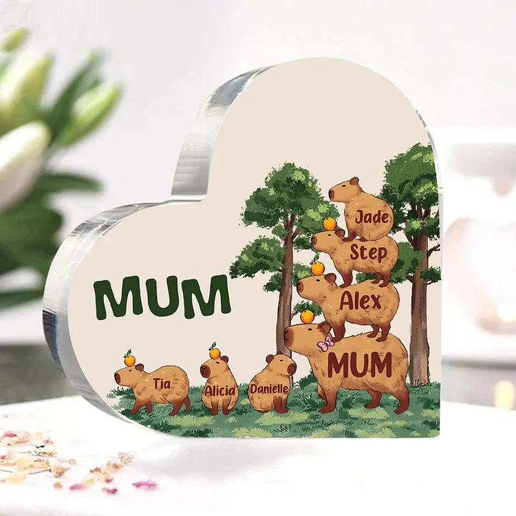 7 Names-Personalized Guinea Pig Jenga Acrylic Ornament-Custom Text Acrylic Family Heart Keepsake Desktop Ornament For Family