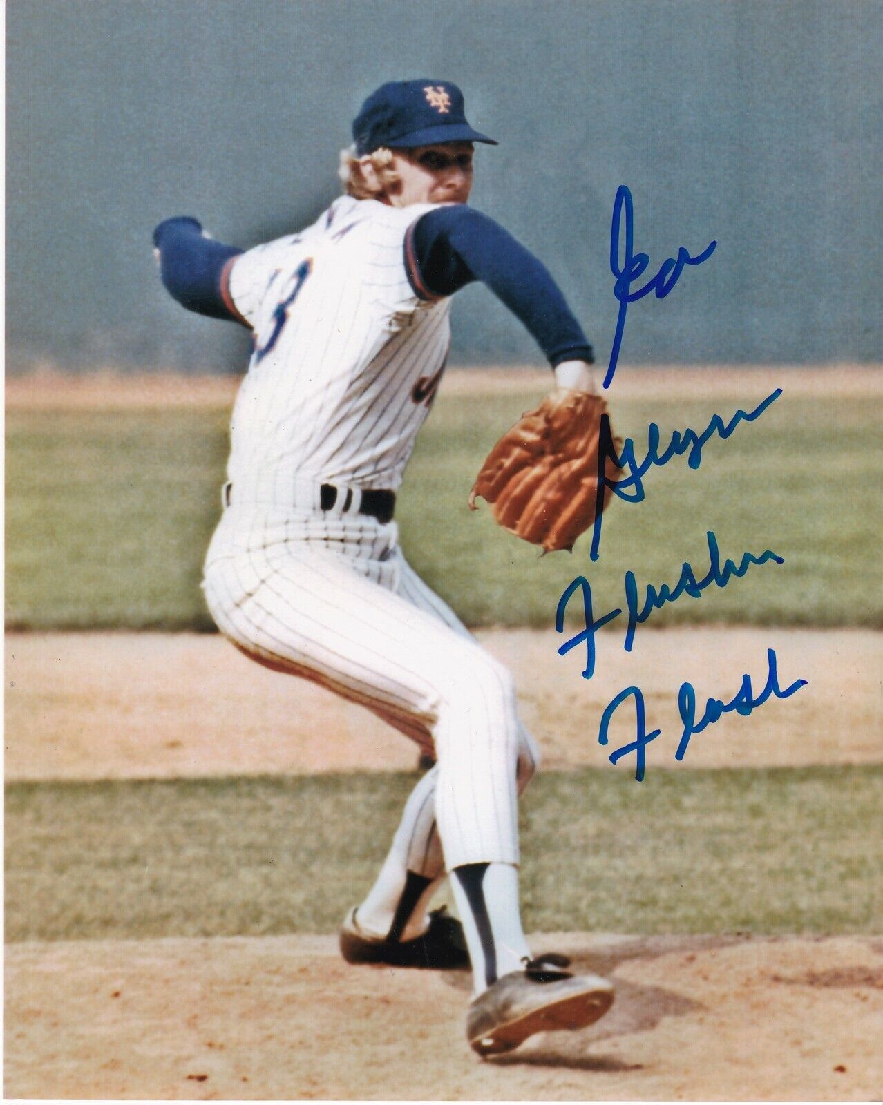 ED GLYNN NEW YORK METS ACTION SIGNED 8x10