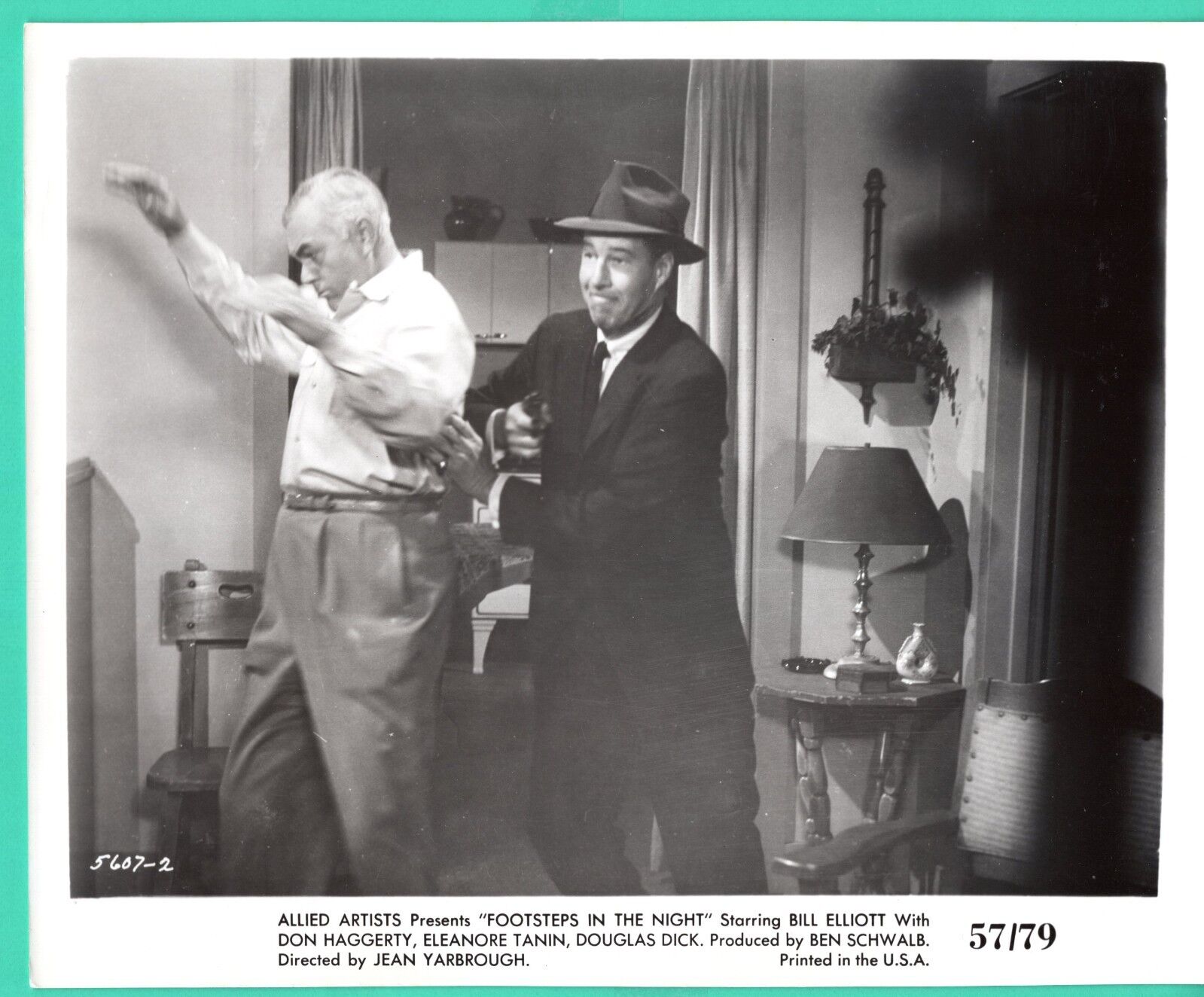 BILL ELLIOTT DON HAGGERTY 1957 Footsteps In The Night Movie Promo Photo Poster painting 8x10