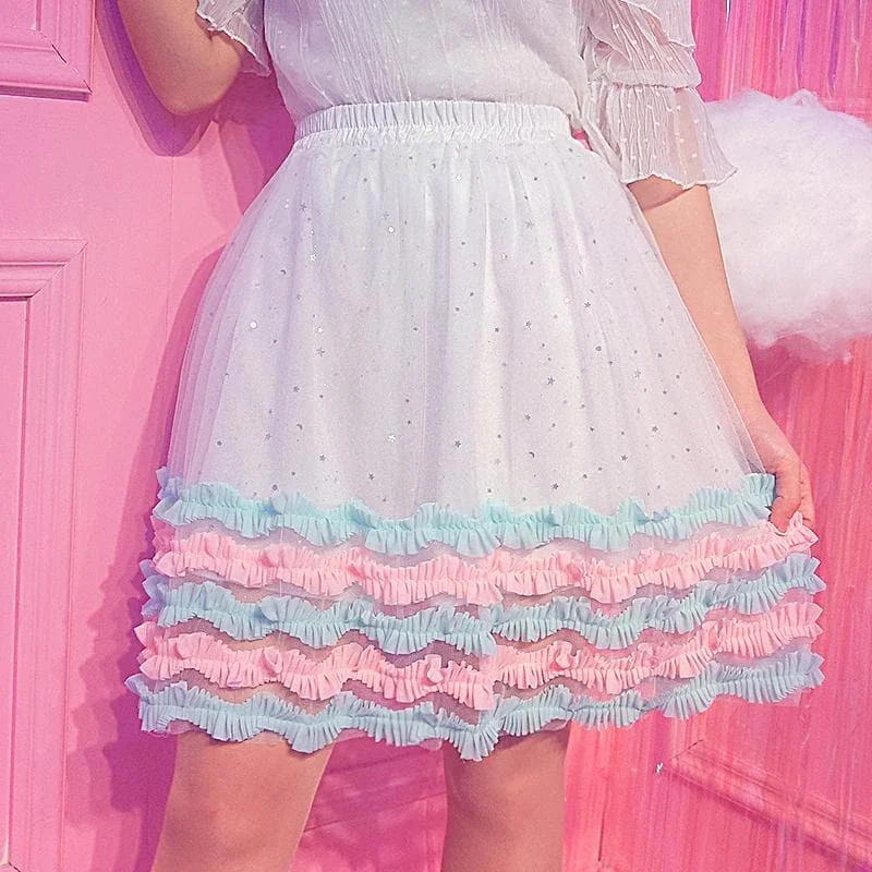 Sweet Starry Layered Skirt SP1812343