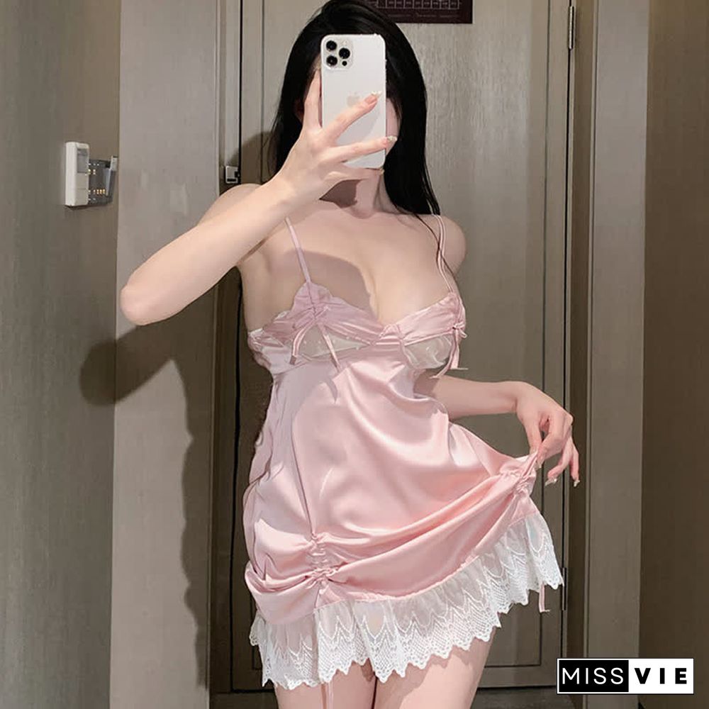 Lace Drawstring Sexy Slip Nightdress