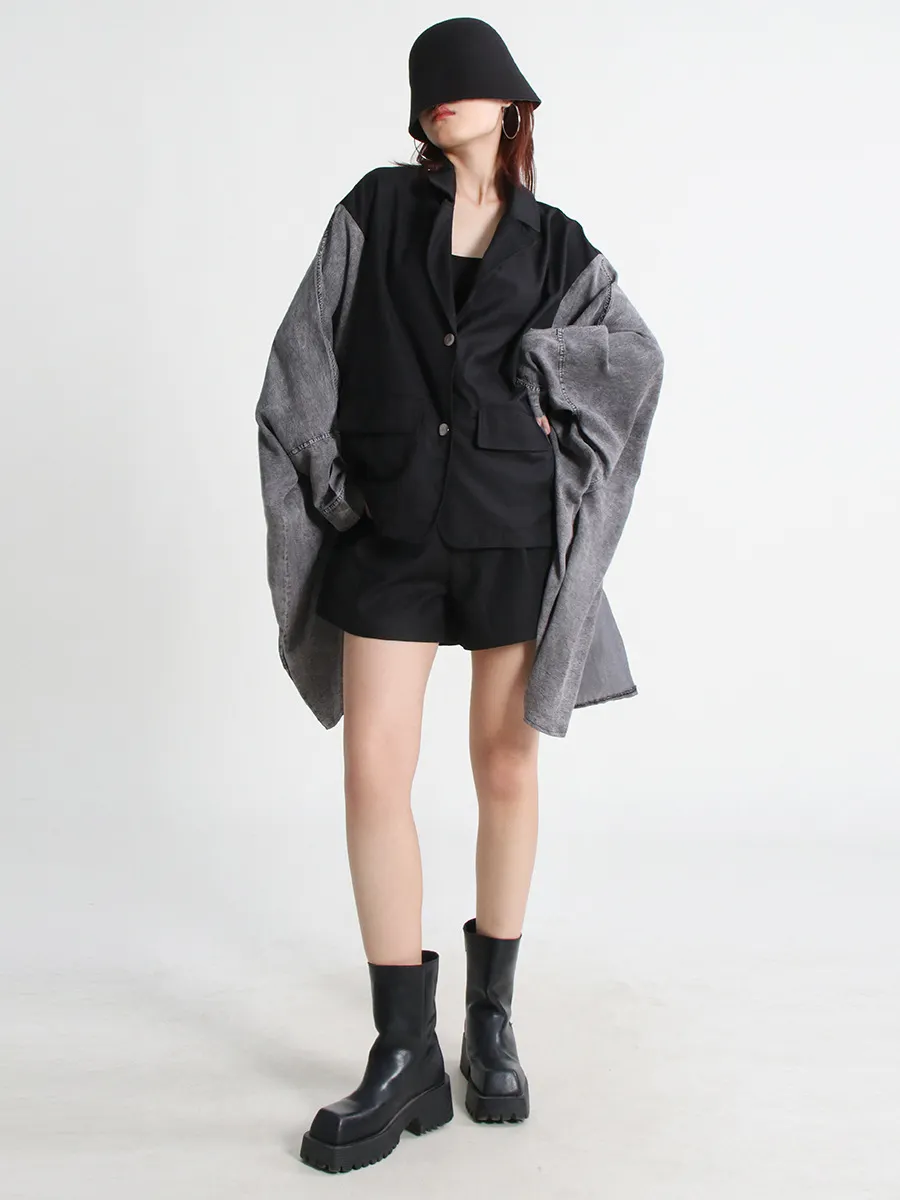 Uveng Uveng Large Size Loose Casual Coat Female Spring 2024 New Fashion V-Neck Long Sleeve Cardigan Irregular Windbreaker