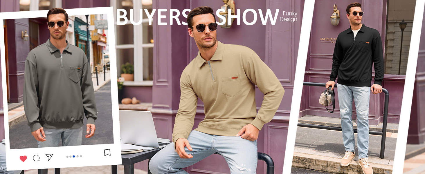 Mens Casual Quarter Zip Lightweight Cotton Loose Fit Jackets