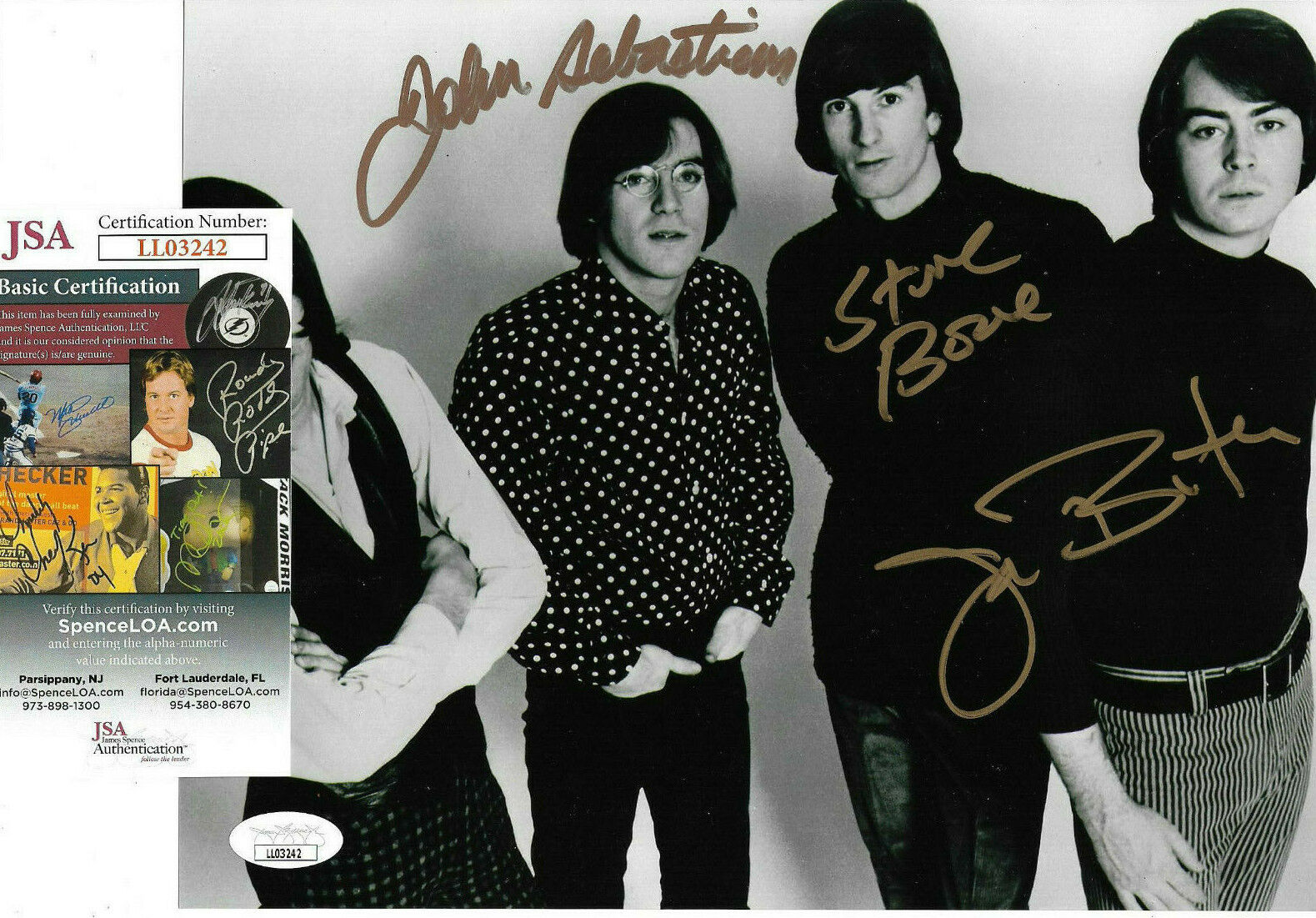 The Lovin' Spoonful Signed 8x10 Photo Poster painting, John Sebastian, Butler, Boone, JSA COA