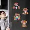 (US Local)6Pcs Acrylic Animals And Flowers Diamond Art Fridge Magnet for Car Mailbox Decor
