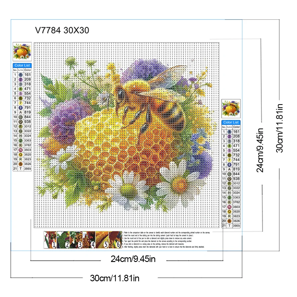Diamond Painting - Full Round Drill - Flower Bee(Canvas|30*30cm)