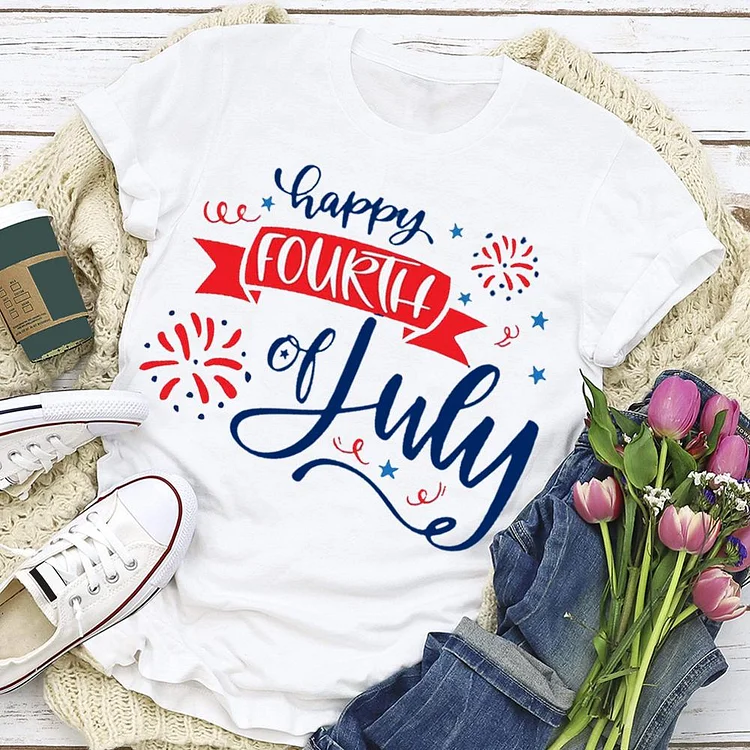 Independence Day Print Letter T-shirt Tee