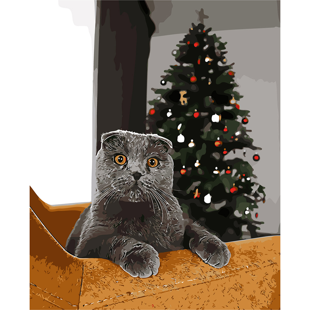 

40*50cm - Painting By Numbers - Christmas Black Cat, 501 Original