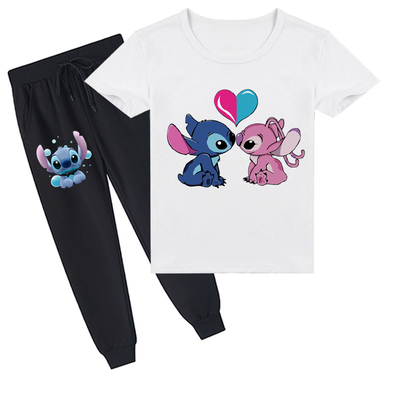 Mayoulove Stitch Kids T-Shirt & Pants Set - Cute & Comfortable Outfit for Boys and Girls aged 2-8!-Mayoulove
