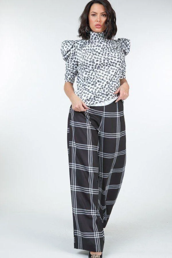 Strategic Moves Plaid Wide Leg Pants