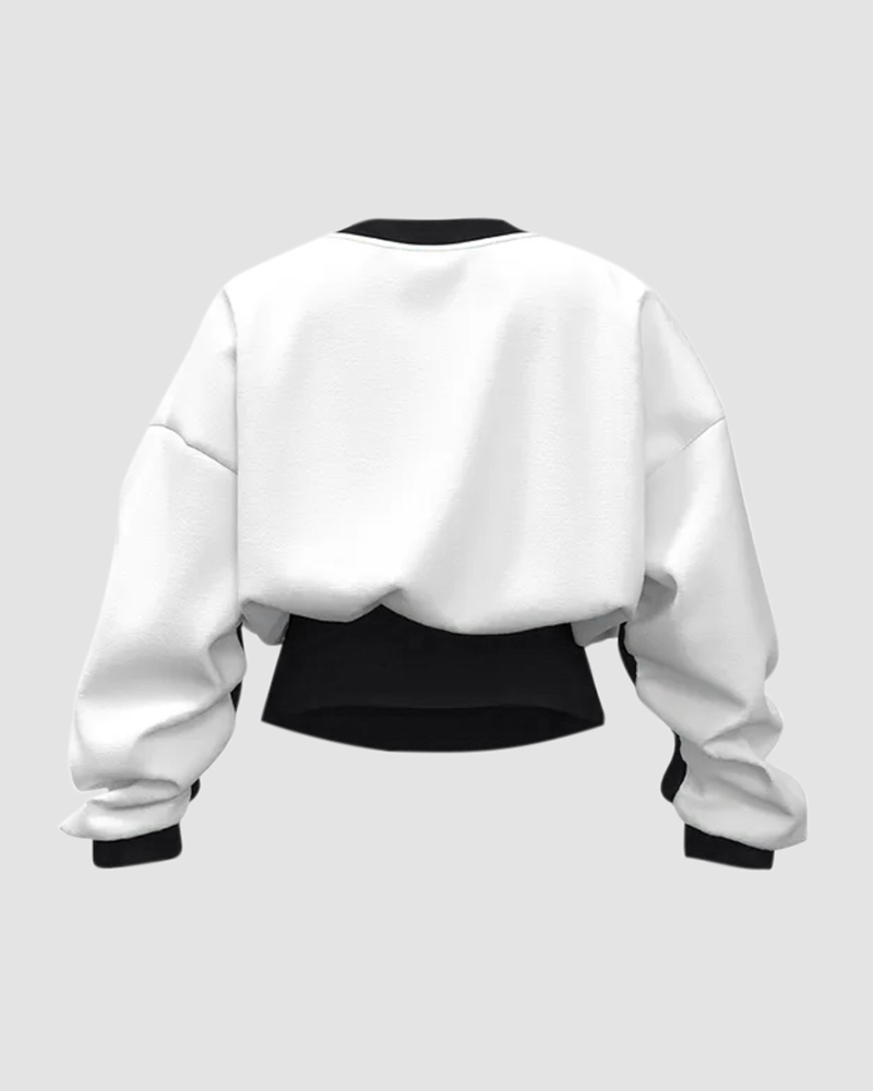Colorblock Lips Print Round Neck Sweatshirt