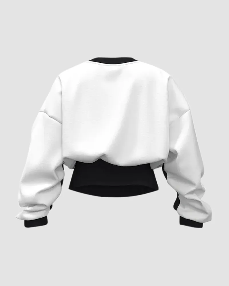 Colorblock Lips Print Round Neck Sweatshirt