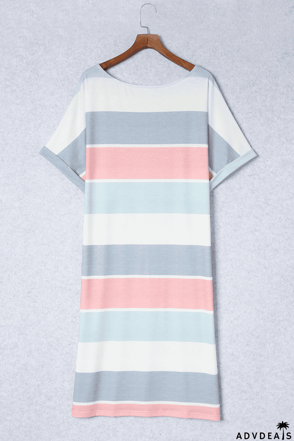 Multicolor Striped Color Block Loose Fit Half Sleeve Maxi Dress