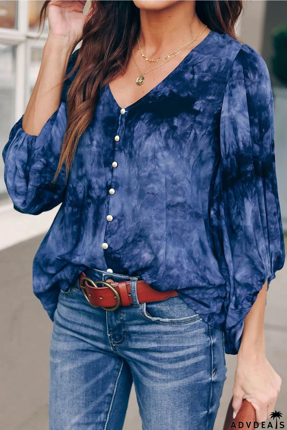 Tie Dye Balloon Sleeve Top