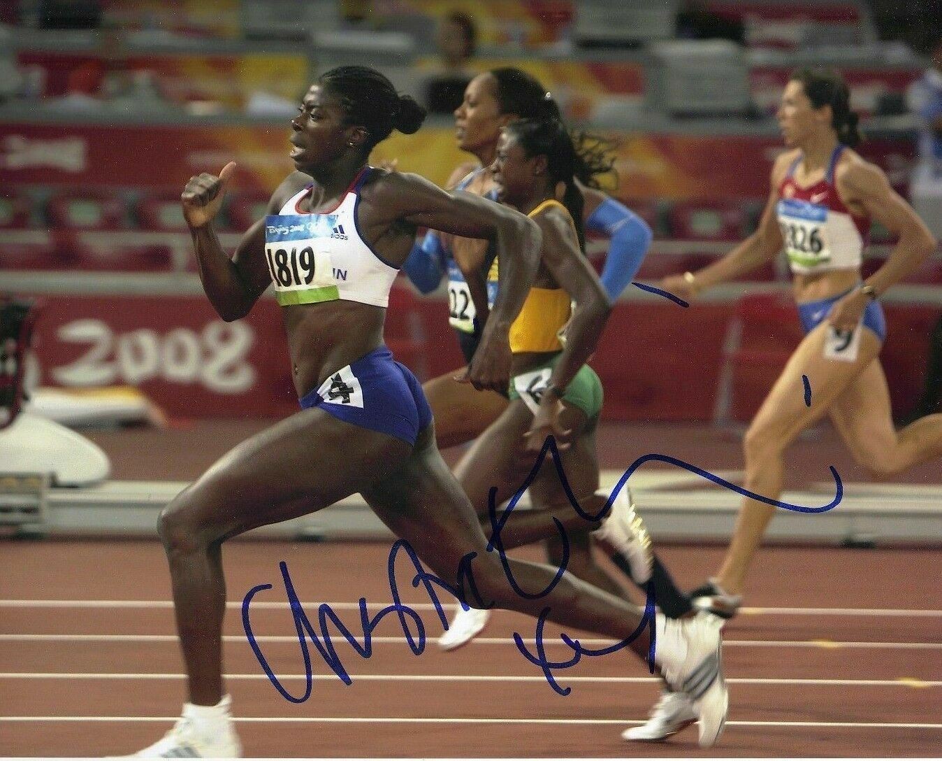 Christine Ohuruogu SIGNED 10X8 Photo Poster painting BEIJING 2008 OLYMPICS AFTAL COA (B)