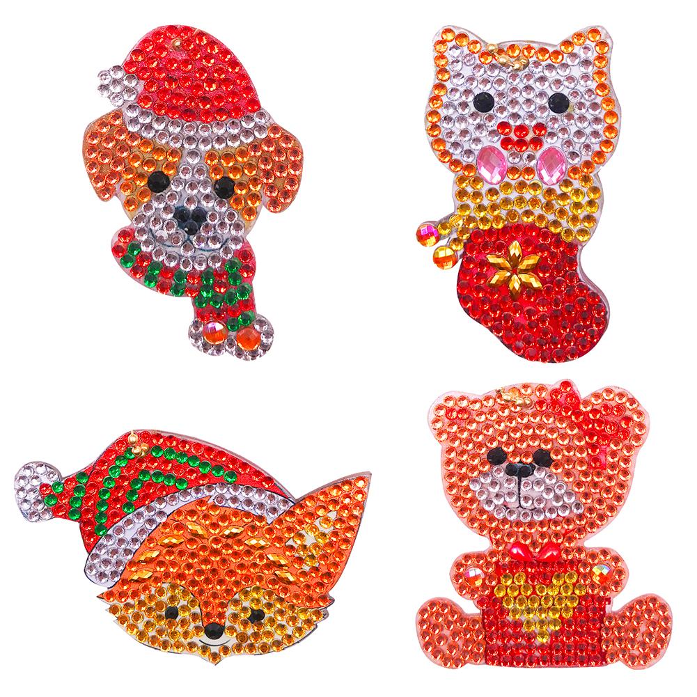 

4pcs Xmas Animal-DIY Creative Diamond Keychain, 501 Original