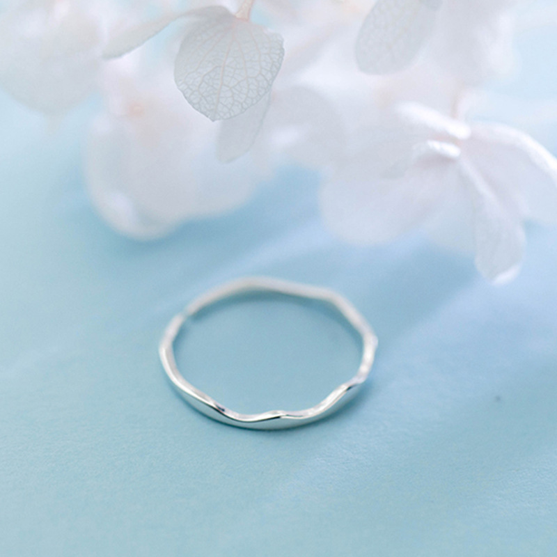 S925 Sterling Silver Women's Ring Japanese and Korean Style Simple Smooth Woven Open Ring Fashion Jewelry J3164