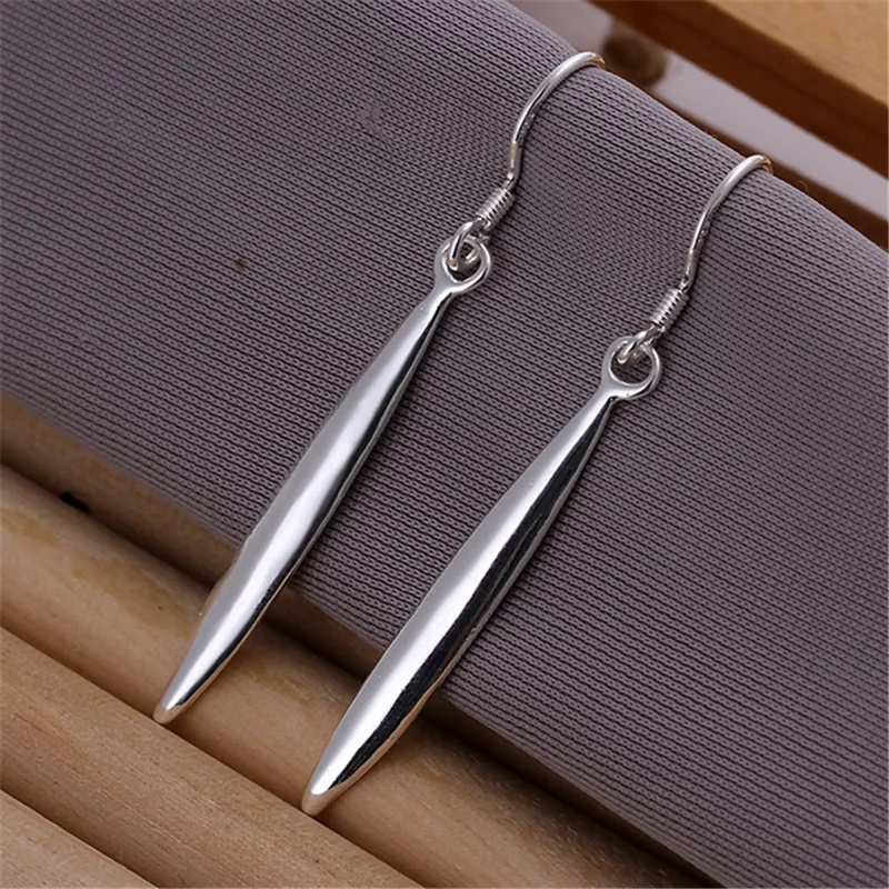 DOTEFFIL 925 Sterling Silver Double Needle Drop Earrings For Woman Jewelry