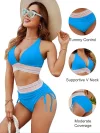 2025 High Waisted Tummy Control Color Block Bikini Sets