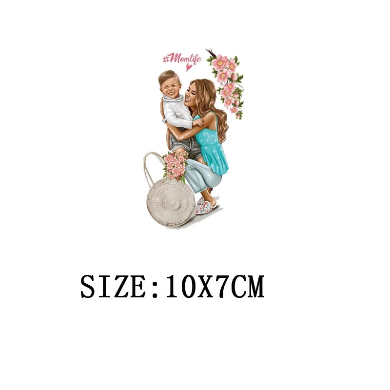 Mom&Children Thermal Stickers On T-shirt DIY Washable Patch On Clothes Lovely Design Iron On Transfer For Hoodies Hat Decoration