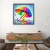 Petit canard jaune avec parapluie arc-en-ciel-peinture diamant ronde-50*50cm