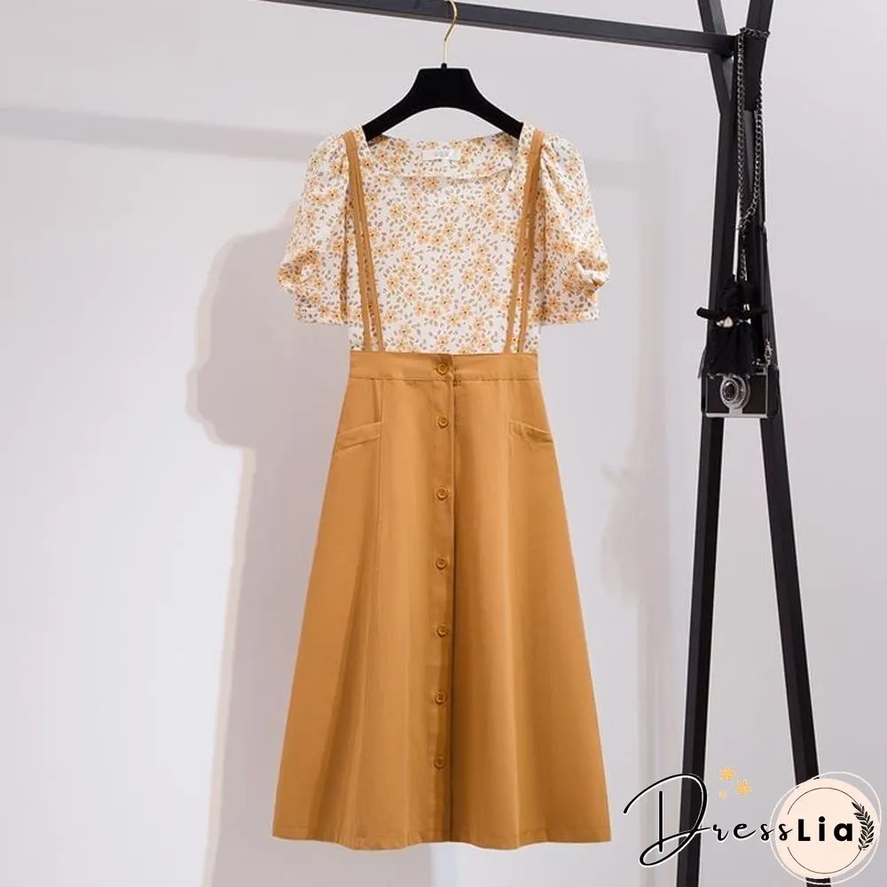 Sweet Floral Tee+Cami Dress P15765