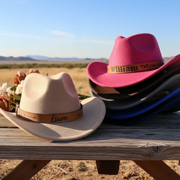 Personalized Cowboy Hat for Toddler Boys Girls, Western Hat for Kids Men Women, Custom Leather Patch Baby Cowgirl Hat