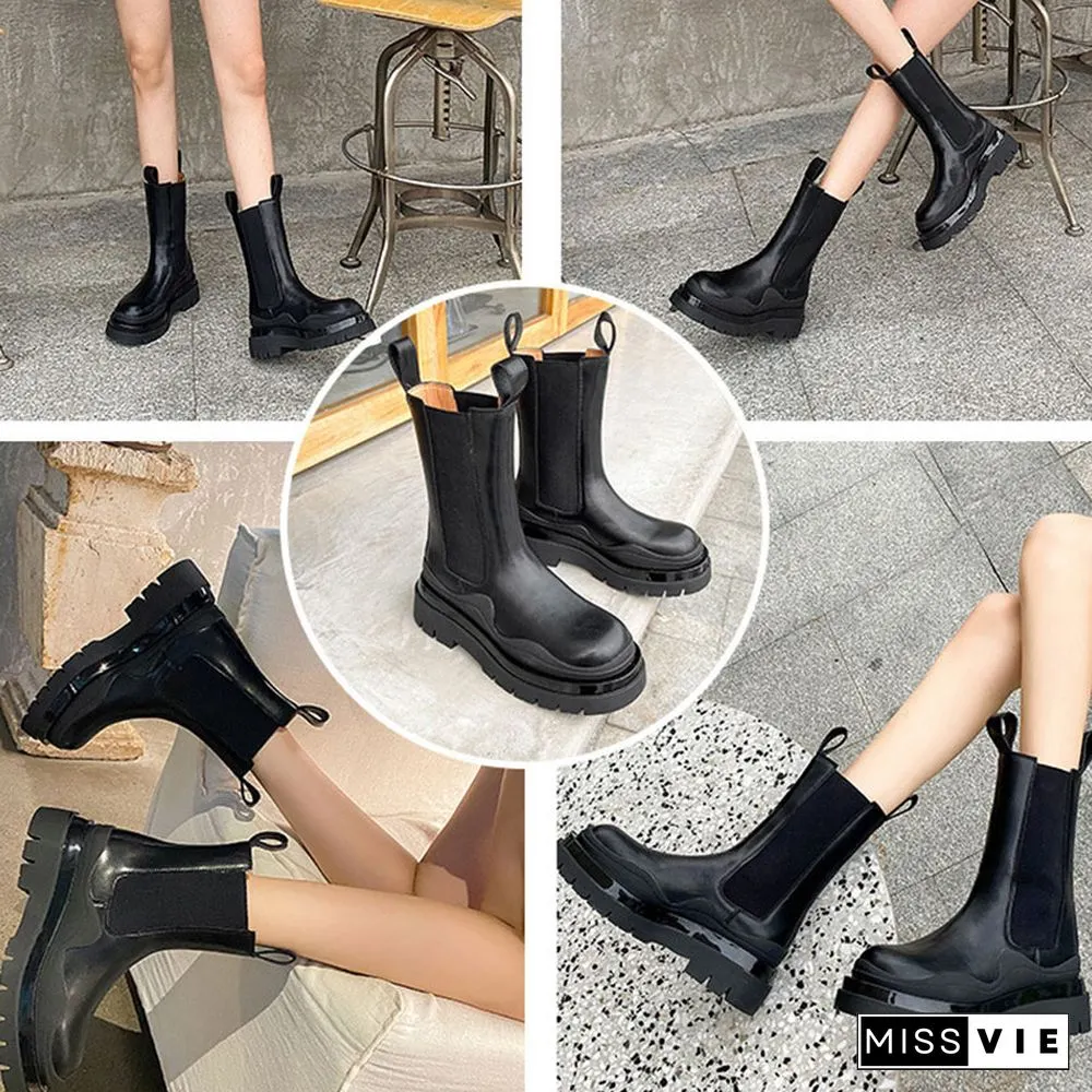 Slip-On Colorblock Platform Boots