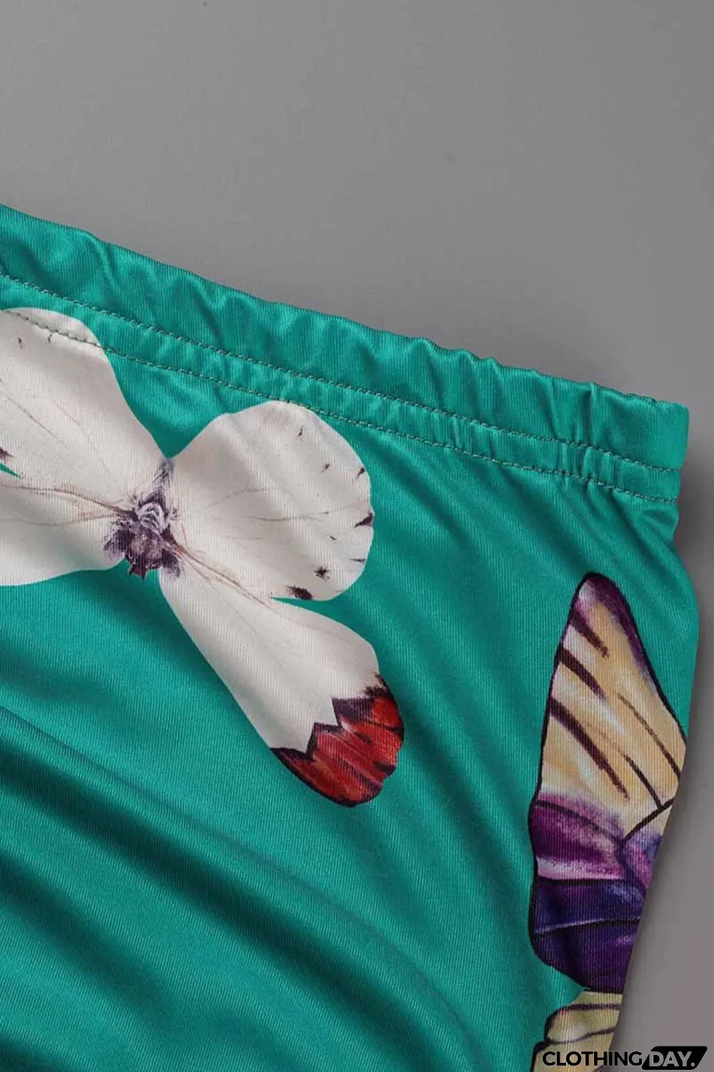 Green Fashion Street Print Patchwork Halter Sleeveless Two Pieces