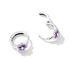 Purple Flower Hoop Earrings 925 Sterling Silver 