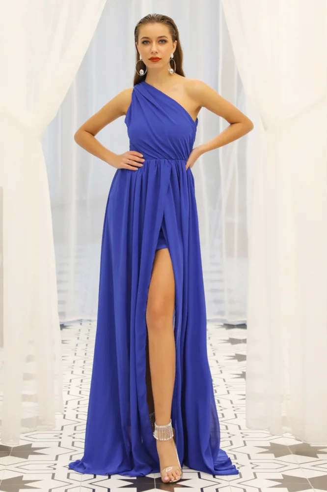 Bellasprom Chiffon Prom Dress Long On Sale With Split One Shoulder