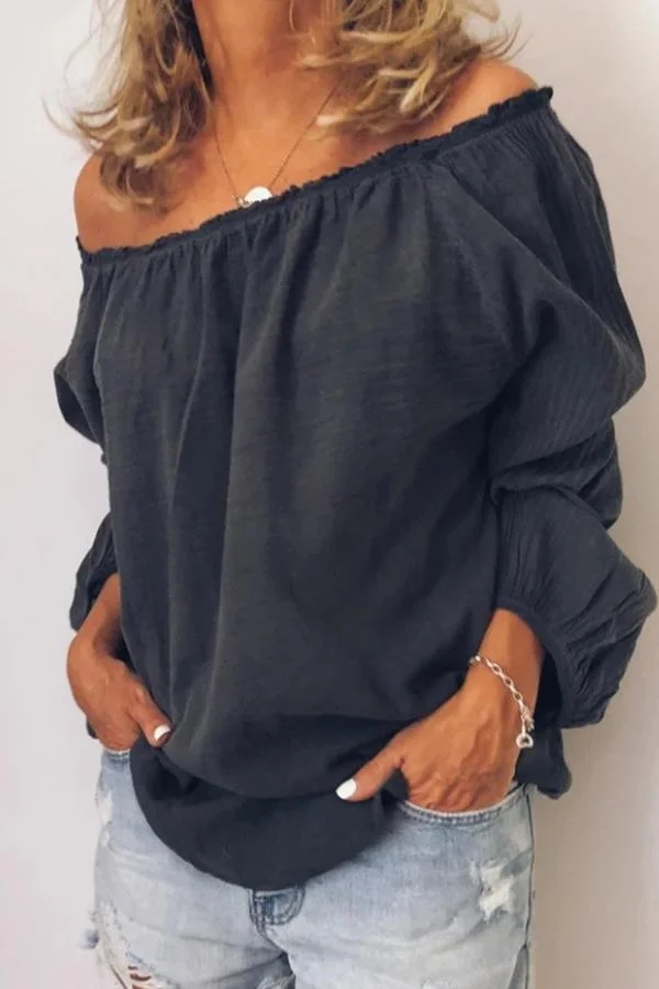 Long Sleeve Off Shoulder Blouse-Allyzone-Allyzone