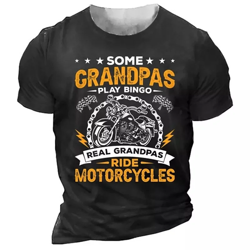 Men's 3D Print Graphic Patterned Motorcycle Crew Neck Short Sleeve T-Shirt