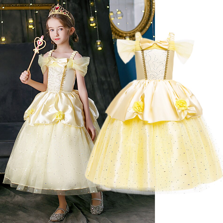 LLYGE Girl Cosplay Costume Kids Belle Dress Beauty And The Beast Costume Children Christmas Halloween Costume Girl Princess Dress llyge